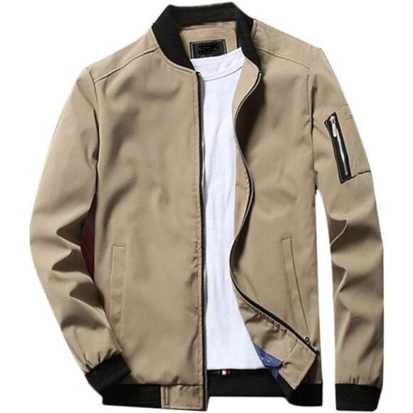 Men's Flight Bomber Jacket Lightweight Softshell Coat Sportwear Windbreaker